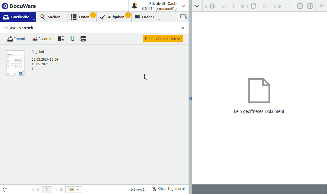 Zusätzlichen Arbeitsbereich oeffnen